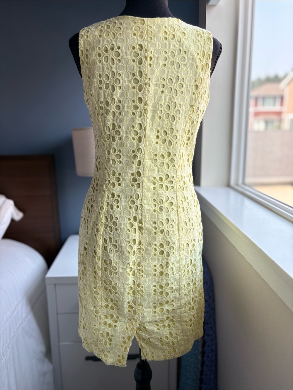 Tommy Hilfiger Butter Yellow Eyelet V-Neck Sleeveless Mini Dress - Picture 6 of 17